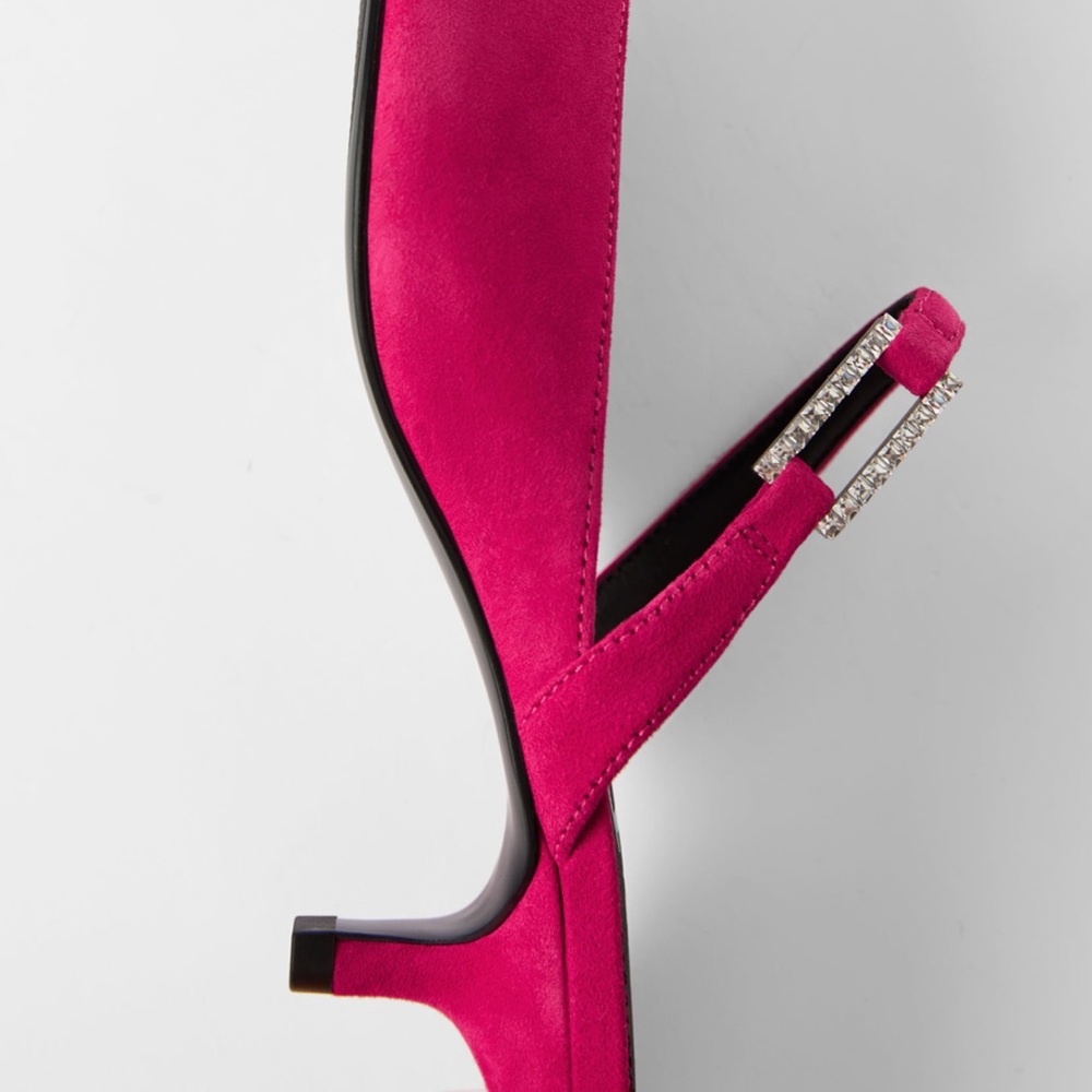Zara suede mule with bejeweled buckle - Picture 3 of 7